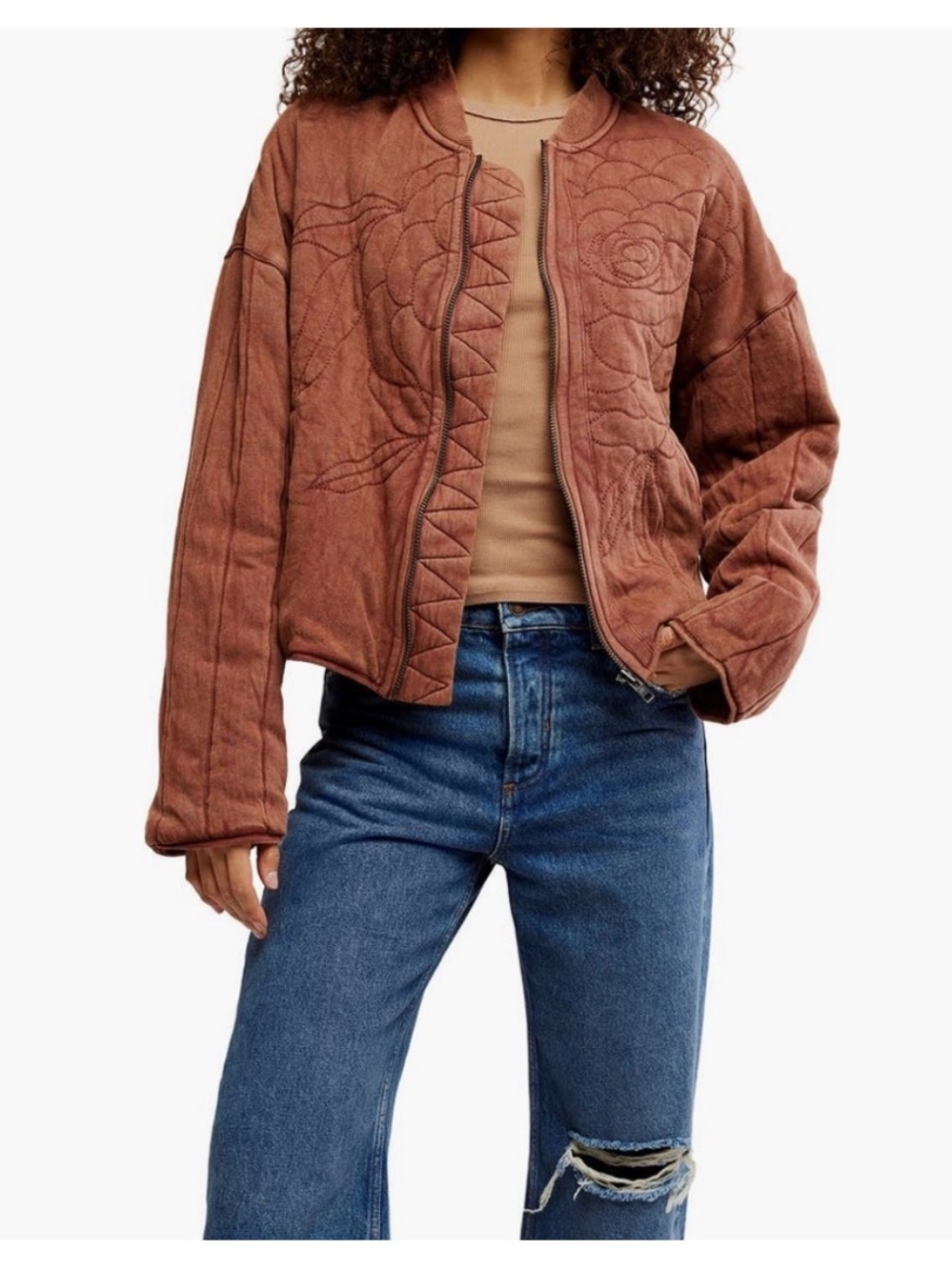 Free People Rose Sweatshirt Jacket